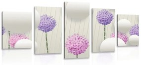 5-dielny obraz zaujímavé kvety s abstraktnými prvkami a vzormi Varianta: 200x100