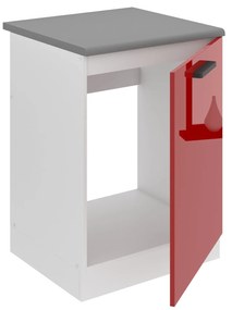 Kuchynská skrinka Belini Premium Full Version drezová 60 cm červený lesk s pracovnou doskou