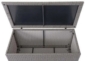 Polyratanový záhradný úložný box HWC-D88 - základná sivá, 51x115x59cm 250l