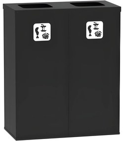 Kôš na triedený odpad 2x 70 L, úchyt na vrece, čierny/čierny