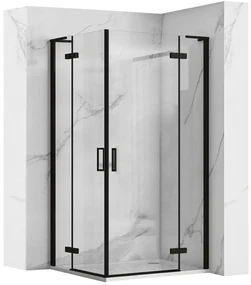 Rea Hugo Double, 2-krídlový sprchovací kút 90 (dvere) x 90 (dvere) x 200 cm, 6mm číre sklo, čierny profil, REA-K6601