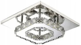 Toolight - Krištáľová hranatá stropná lampa Glamour 8W neutrálna farba APP406-C, chrómová, OSW-65004