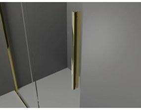Mexen Velar, sprchový kút s posuvnými dverami 150(dvere) x 70(stena) cm, 8mm číre sklo, zlatá lesklá, 871-150-070-01-50