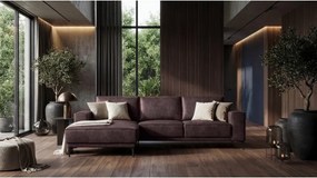 Tmavohnedá rohová pohovka z imitácie kože (ľavý roh) Copenhagen – Scandic