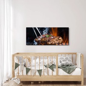 Obraz steaku na grile (120x50 cm)