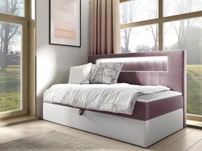 Kontinentálna jednolôžková posteľ Junior Ribezo 2, Rozmer postele: 100x200, Dostupné poťahy: ekokoža Soft 017 (biela) + Fresh 09