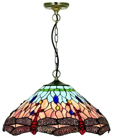 Searchlight 1283-16 - Tiffany luster na reťazi DRAGONFLY 1xE27/60W/230V SR0433