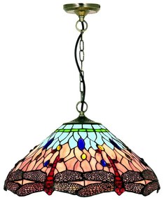 Searchlight 1283-16 - Tiffany luster na reťazi DRAGONFLY 1xE27/60W/230V