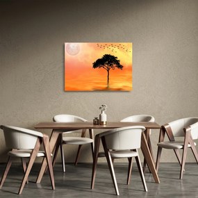 Sklenený obraz stromu pri západe slnka (70x50 cm)