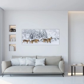 Obraz - Vlci v horách (120x50 cm)