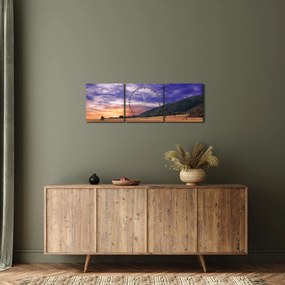 Obraz levanduľovej lúky (s hodinami) (90x30 cm)