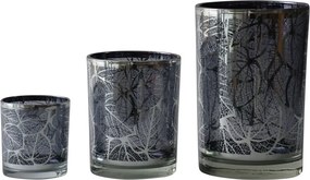 Tmavo šedý svietnik Tree s motívom listov - 7 * 7 * 8cm