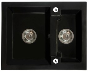 Kuchynský drez Yagma (čierna) (s 2 otvormi pre batériu) (L). Vlastná spoľahlivá doprava až k Vám domov. 1066322
