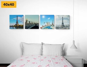 Set obrazov výhľad na Eiffelovu vežu v Paríži - 4x 60x60