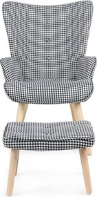 Relaxačné kreslo ušiak LISA + taburet — masív, látka, vzor pepito