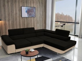 Rohová sedacia súprava Ascend L (čierna + béžová) (P). Akcia -20%. Vlastná spoľahlivá doprava až k Vám domov. 1056902