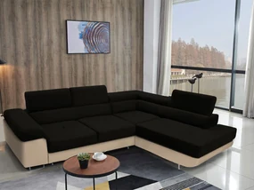 Rohová sedacia súprava Ascend L (čierna + béžová) (P). Akcia -20%. Vlastná spoľahlivá doprava až k Vám domov. 1056902