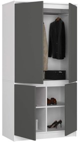 Šatní skříň CLP S90/4D bílá/grafitová