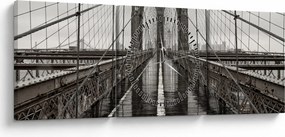 Obraz - Brooklynský most (s hodinami) (90x30 cm)