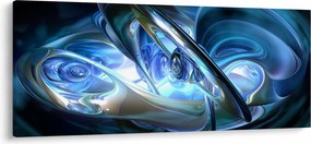 Obraz modrých fraktálov (120x50 cm)