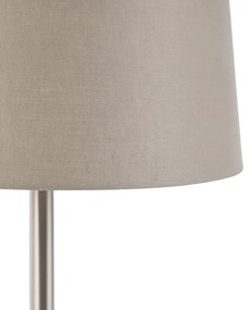 Moderná stolná lampa oceľ s tienidlom taupe 35 cm - Simplo