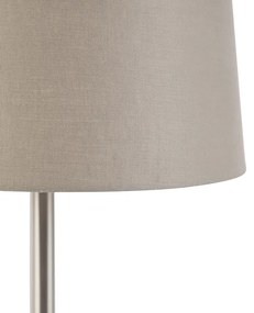 Moderná stolová lampa oceľová s tupým odtieňom 35 cm - Simplo