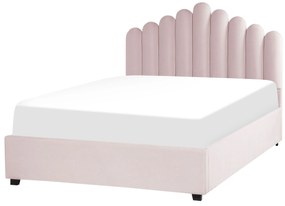 Zamatová posteľ s úložným priestorom 140 x 200 cm ružová VINCENNES Beliani
