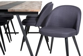 Jakarta Velvet stolová súprava teak hnedá/čierna