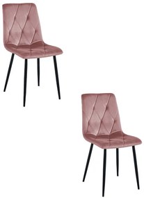 Set dvoch jedálenských stoličiek LIBRA zamatové, ružové / čierne nohy (2 ks)