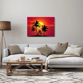 Sklenený obraz siluety ostrova s palmami (70x50 cm)