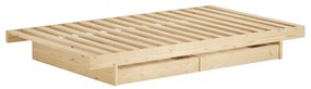 Jednolôžková posteľ z borovicového dreva s úložným priestorom s roštom 90x200 cm v prírodnej farbe Kanso – Karup Design