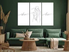 Artgeist Obraz - Love Triptych (3 Parts) Veľkosť: 90x60, Verzia: Na talianskom plátne
