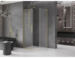 Mexen Velar L, sprchový kút s posuvnými dverami 120 x 90 cm, 8mm sklo námraza, zlatá matná, 871-120-090-33-55