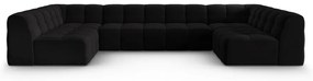 Čierna zamatová rohová pohovka (do "U") Kendal - Micadoni Home