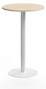 Barový stôl ALVA, Ø700x1100 mm, HPL, biela/breza