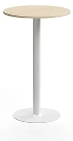 Barový stôl ALVA, Ø700x1100 mm, HPL, biela/breza