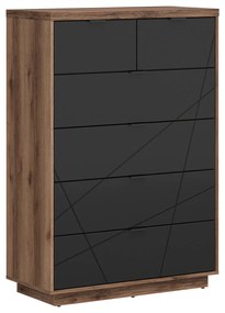 XXXLutz KOMODA, čierna, farby duba, 90/130,5/42,5 cm - Komody - 002427014009