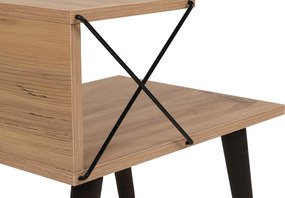 Nočný stolík KIVARO s kovovým detailom, borovica
