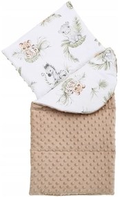 Obojstranné hniezdočko (kokon) pre bábätko - BABYMAM PREMIUM set 7v1 - Africké zvieratká s béžovou minkami