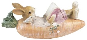 Dekorácia králik v mrkve číta knihu - 14*5*6 cm