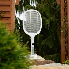 LED elektrický lapač hmyzu 2v1 s LCD, 1200 mAh/5V, biely