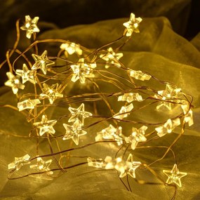 DECOLED Svetelná reťaz LED s hviezdami na batérie, teplá biela, 40 LED diód, 3,4 m