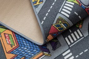 Detský koberec REBEL ROADS Urban life 97 Metropolis, ulice protišmykový - sivý