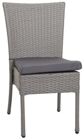 4x Stolička a stola HWC-G19, polyratan, 120x75cm - sivá, vankúše tmavosivá