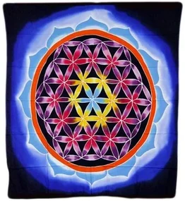 Batikovaná tapiséria na stenu Kvet života 107x103cm