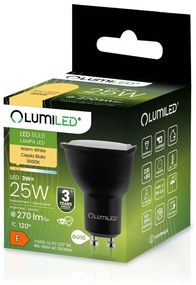 LED žiarovka GU10 3W = 25W 270lm 3000K Warm 120° Black LUMILED