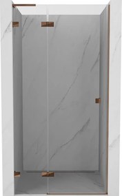 Mexen Lunar L, výklopné sprchové dvere ľavé 85 cm, 8mm číre sklo, ružové zlato profil, 834L-085-000-60-00-L