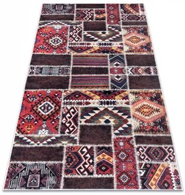 Prateľný koberec - orientálny patchwork, bordovo-hnedý,