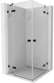 Mexen Lunar Duo, výklopný sprchový kút 115 x 115 cm, 8mm číre sklo, čierny profil, 834-115L-115P-70-00