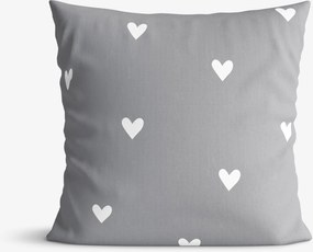 Goldea bavlnená obliečka na vankúš - srdiečka na sivom 45 x 45 cm